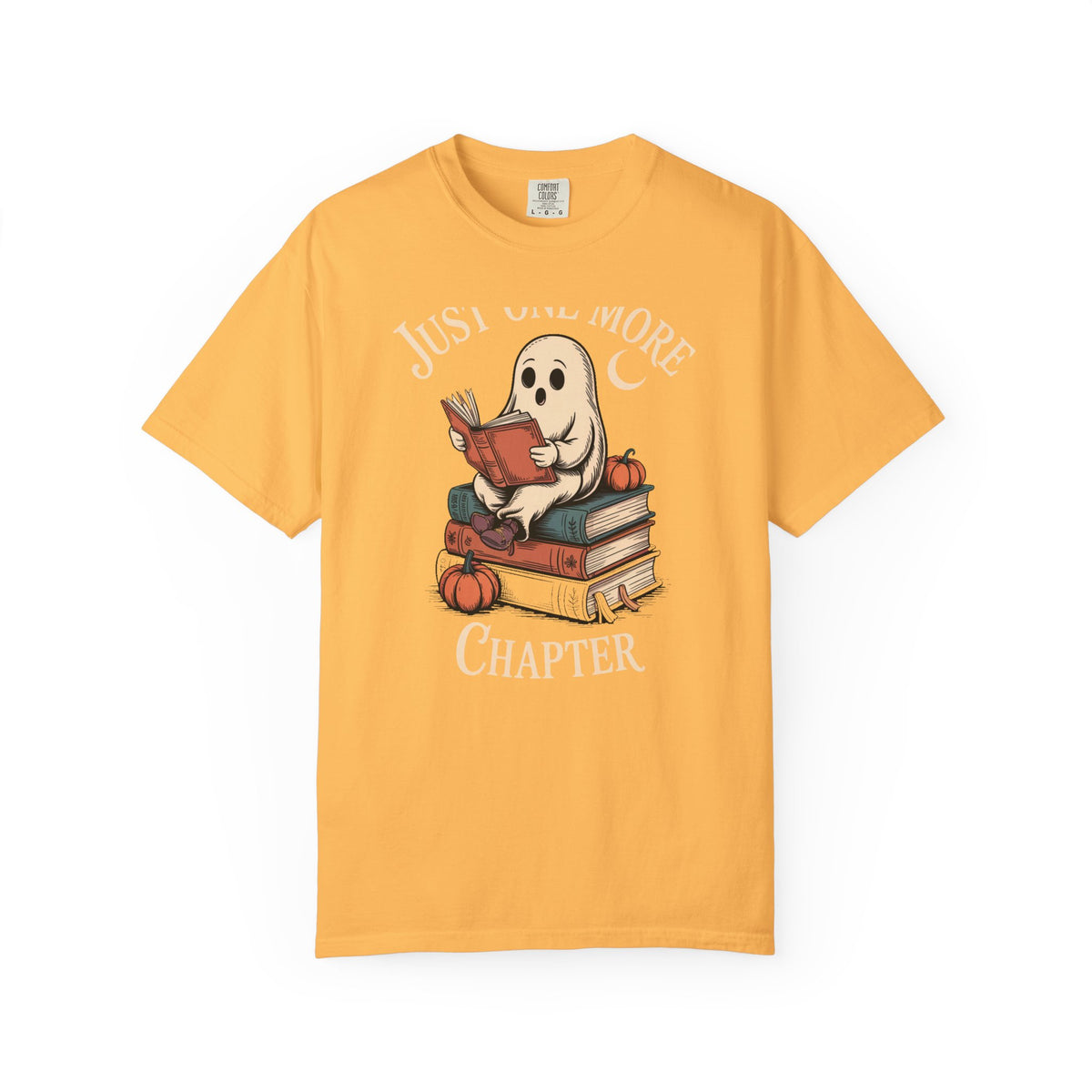 Just One More Chapter Ghost Shirt, Cozy Halloween Reading Tee, Bookish Ghost T-Shirt, Vintage Storybook Halloween Gift