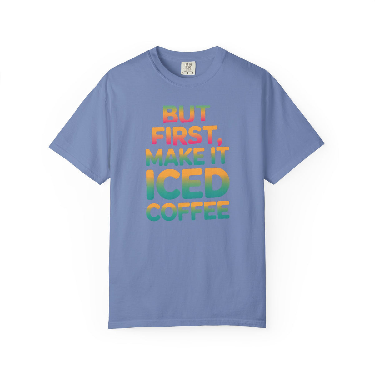 But First Make It Iced Coffee Shirt, Retro Gradient Coffee Lover Tee, Funny Iced Coffee Addict T-Shirt, Cute Summer Gift