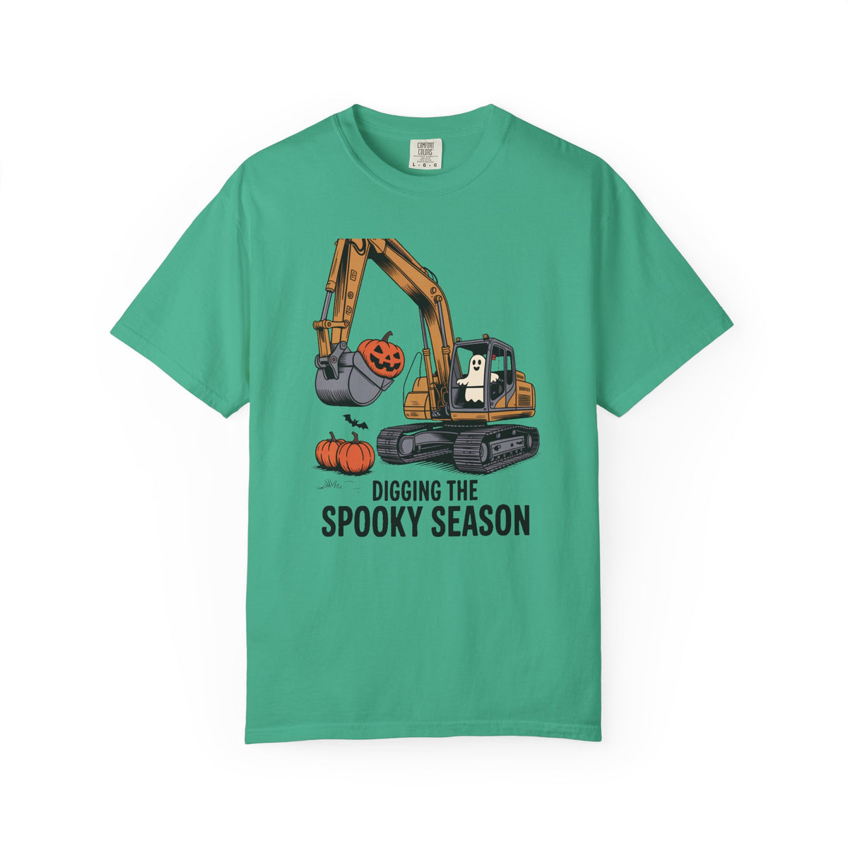Digging The Spooky Season Excavator Shirt, Funny Halloween Construction Tee, Ghost Pumpkin Halloween T-Shirt, Excavator Lover Gift