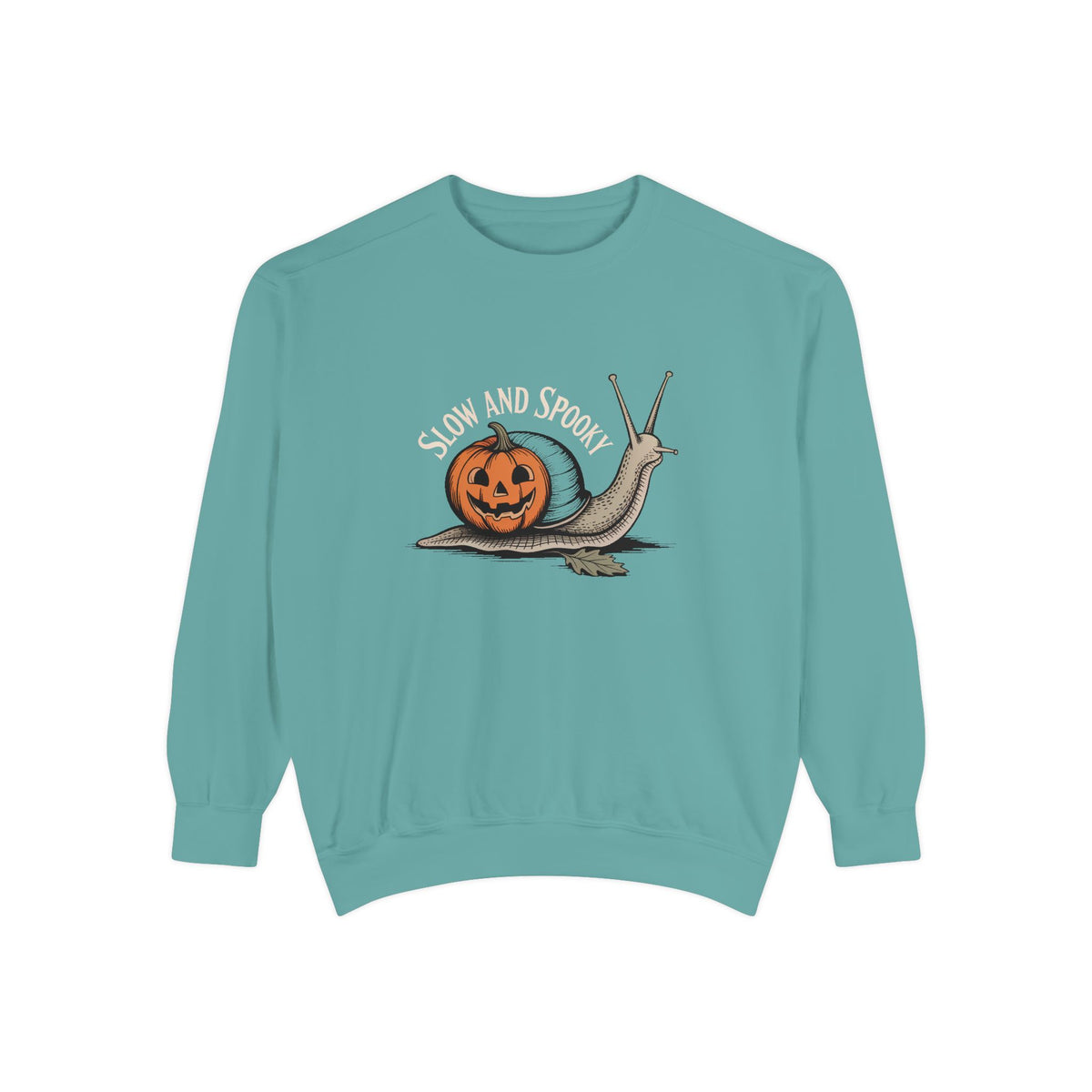 Slow And Spooky Snail Sweatshirt, Halloween Garden Snail Crewneck, Pumpkin Shell Vintage Engraving Tee, Spooky Season Gift