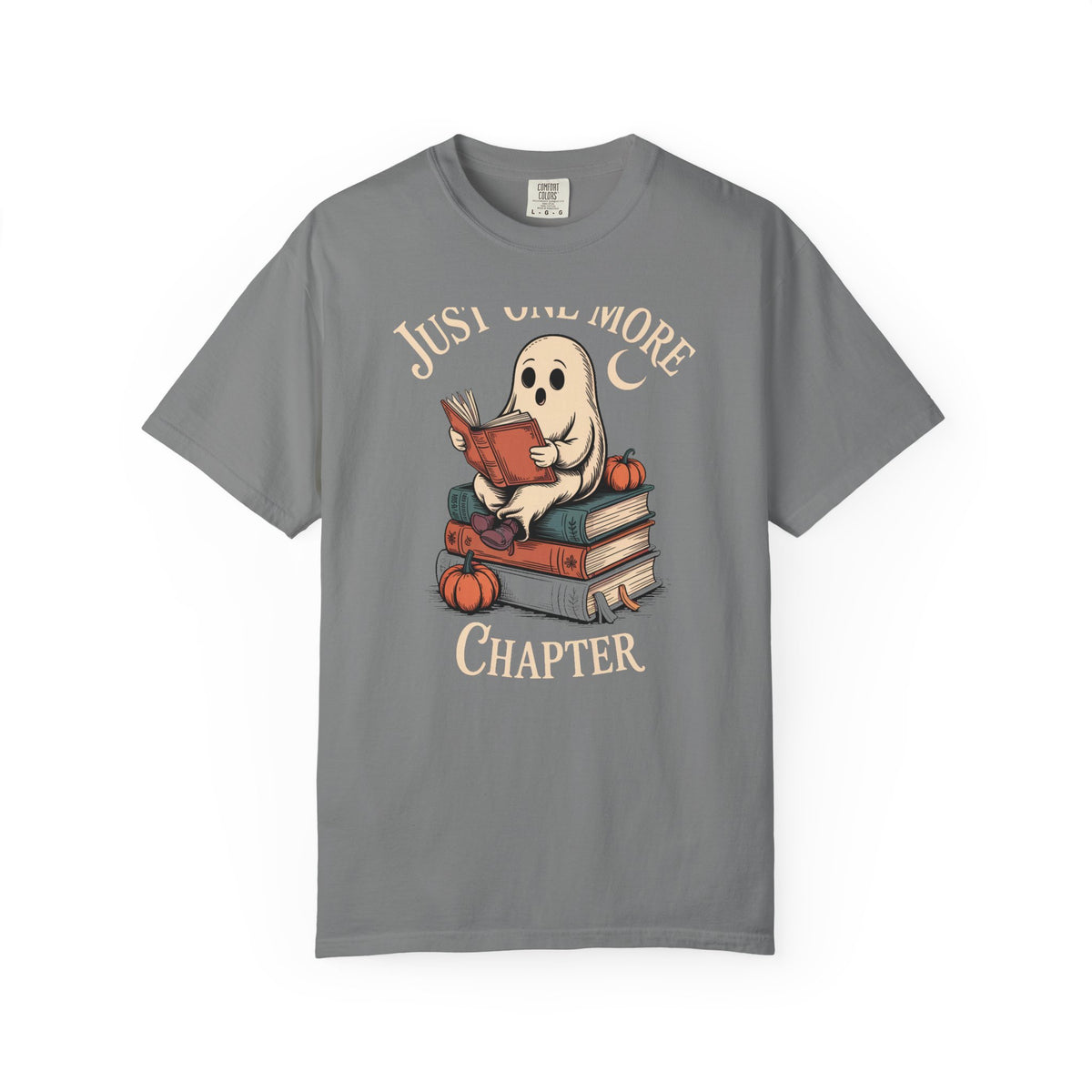 Just One More Chapter Ghost Shirt, Cozy Halloween Reading Tee, Bookish Ghost T-Shirt, Vintage Storybook Halloween Gift