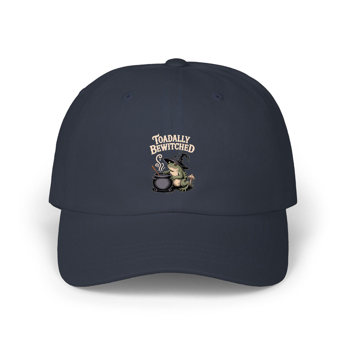 Toadally Bewitched Dad Cap, Funny Halloween Witch Toad Hat, Cottagecore Frog Embroidered Cap, Spooky Season Gift