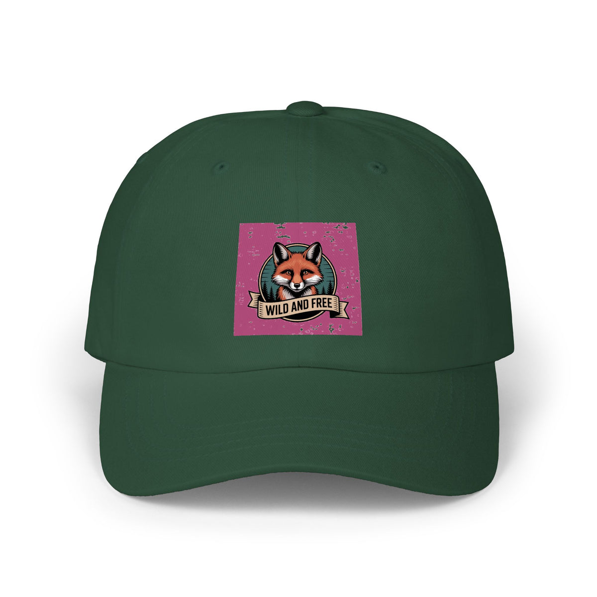Retro Fox Dad Hat, Vintage Wildlife Badge Cap, Wild and Free Embroidered Hat, Outdoor Nature Lover Gift, Unstructured Baseball Cap