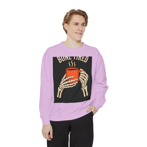 Bone Tired Coffee Skeleton Sweatshirt, Halloween Coffee Lover Crewneck, Funny Skeleton Hands Mug Shirt, Spooky Season Gift