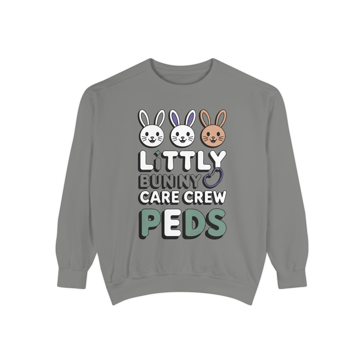 Pediatric Nurse Sweatshirt, Little Bunny Care Crew, Easter Gift For Peds Nurse, Cute Bunny Nurse Shirt, Easter Nurse Appreciation Sweatshir…