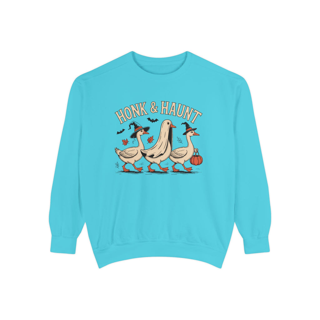 Honk & Haunt Geese Sweatshirt, Funny Halloween Goose Crewneck, Vintage Spooky Season Sweatshirt, Bird Lover Halloween Gift