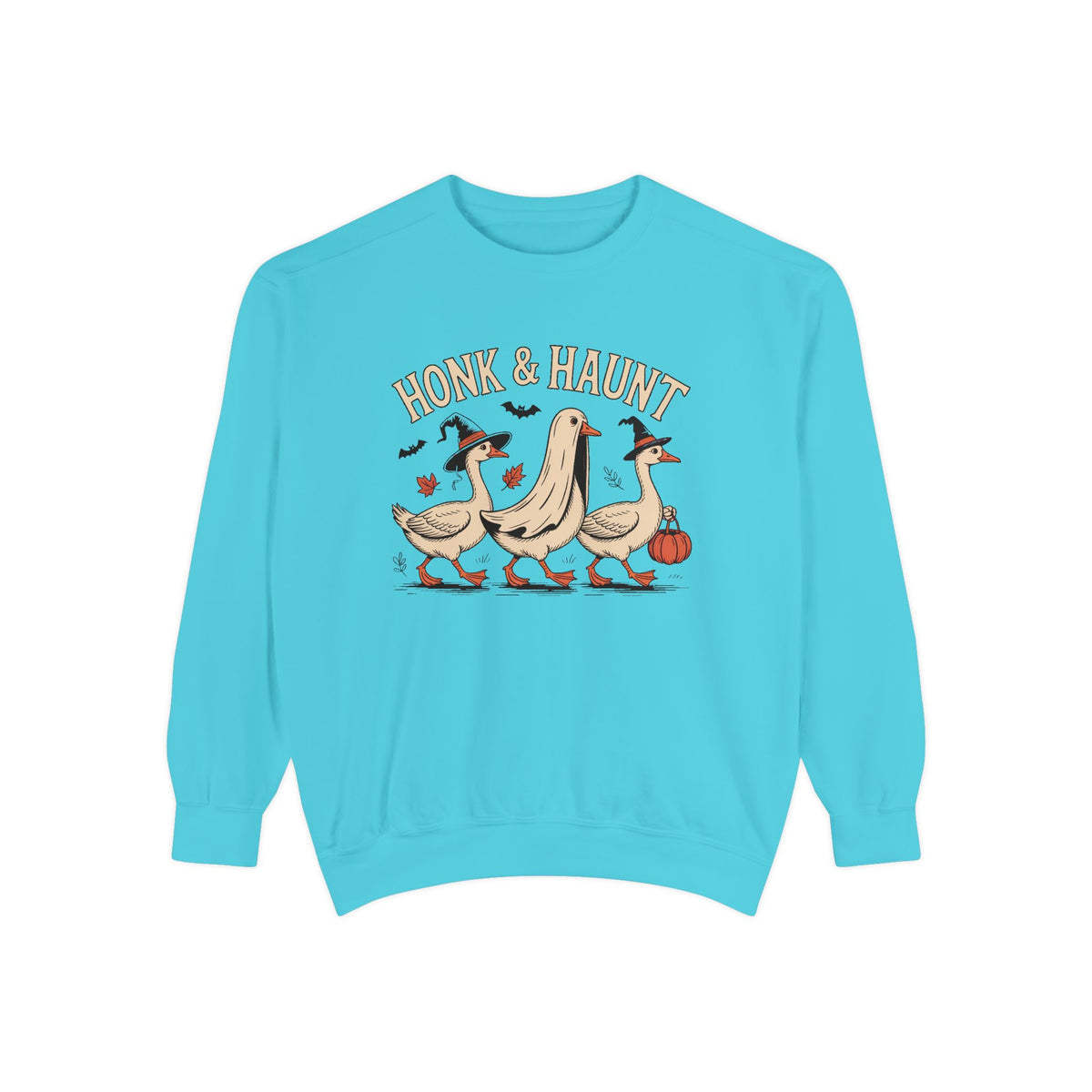 Honk & Haunt Geese Sweatshirt, Funny Halloween Goose Crewneck, Vintage Spooky Season Sweatshirt, Bird Lover Halloween Gift