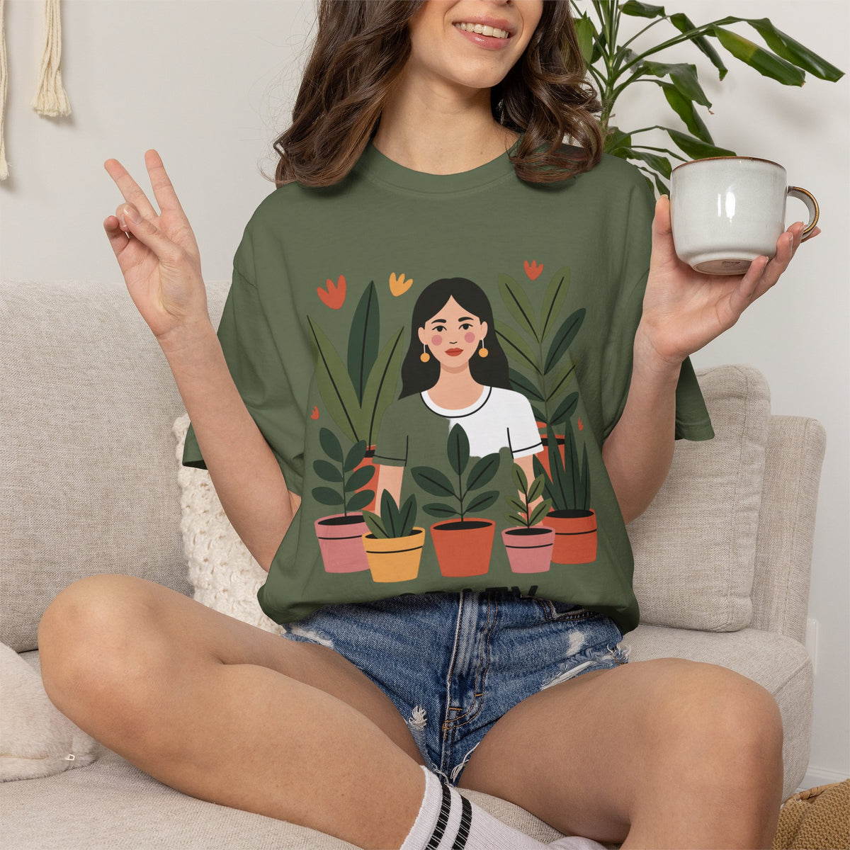 Crazy Plant Lady Shirt, Cute Plant Lover T-Shirt, Botanical Illustration Tee, Funny Gardener Gift, Plant Mom Shirt for Women