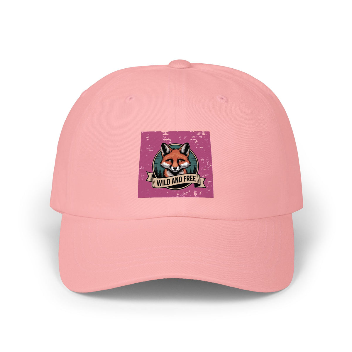 Retro Fox Dad Hat, Vintage Wildlife Badge Cap, Wild and Free Embroidered Hat, Outdoor Nature Lover Gift, Unstructured Baseball Cap