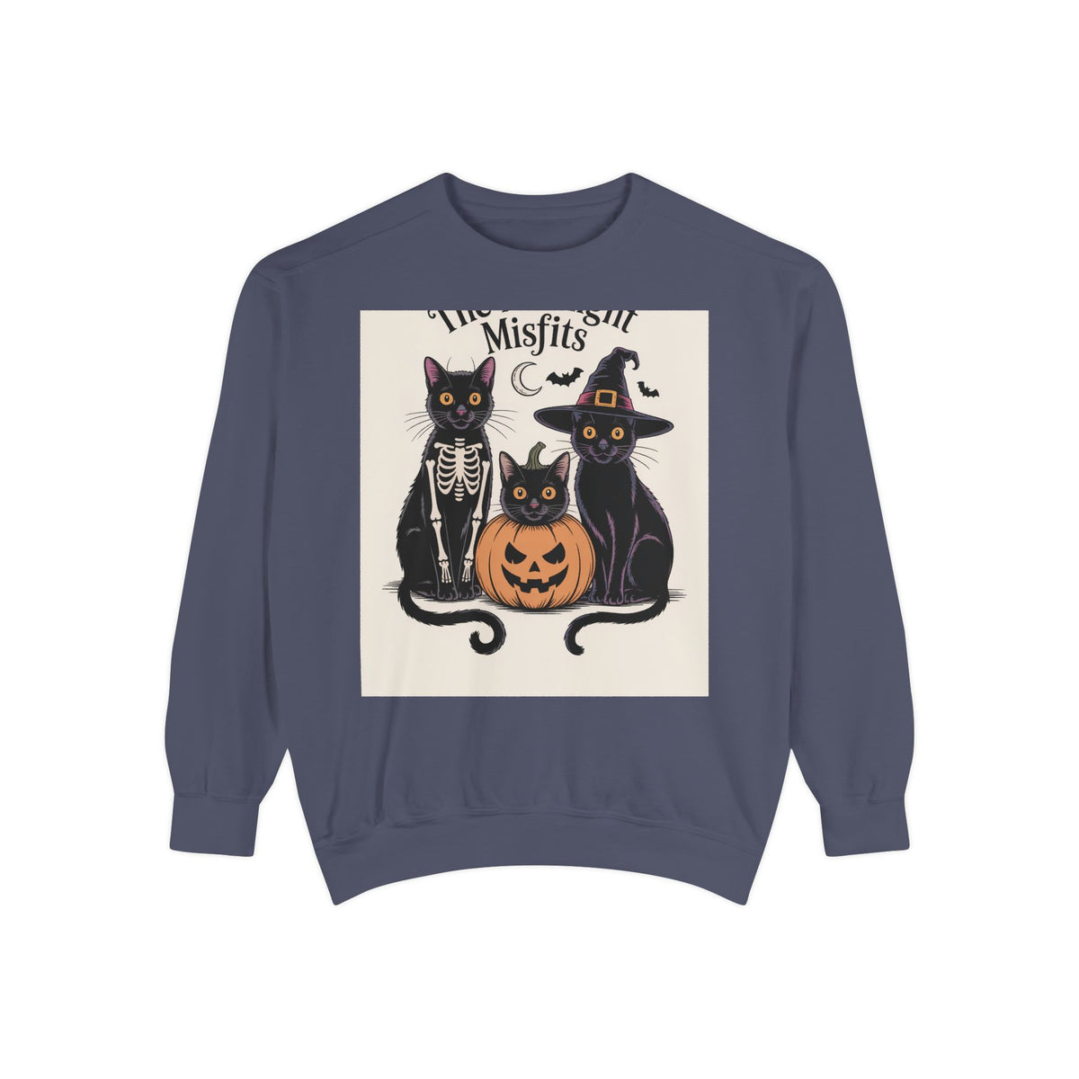 Halloween Black Cat Sweatshirt, Funny Cat Halloween Crewneck, Spooky Season Tee, The Midnight Misfits Cats Costume Shirt Gift
