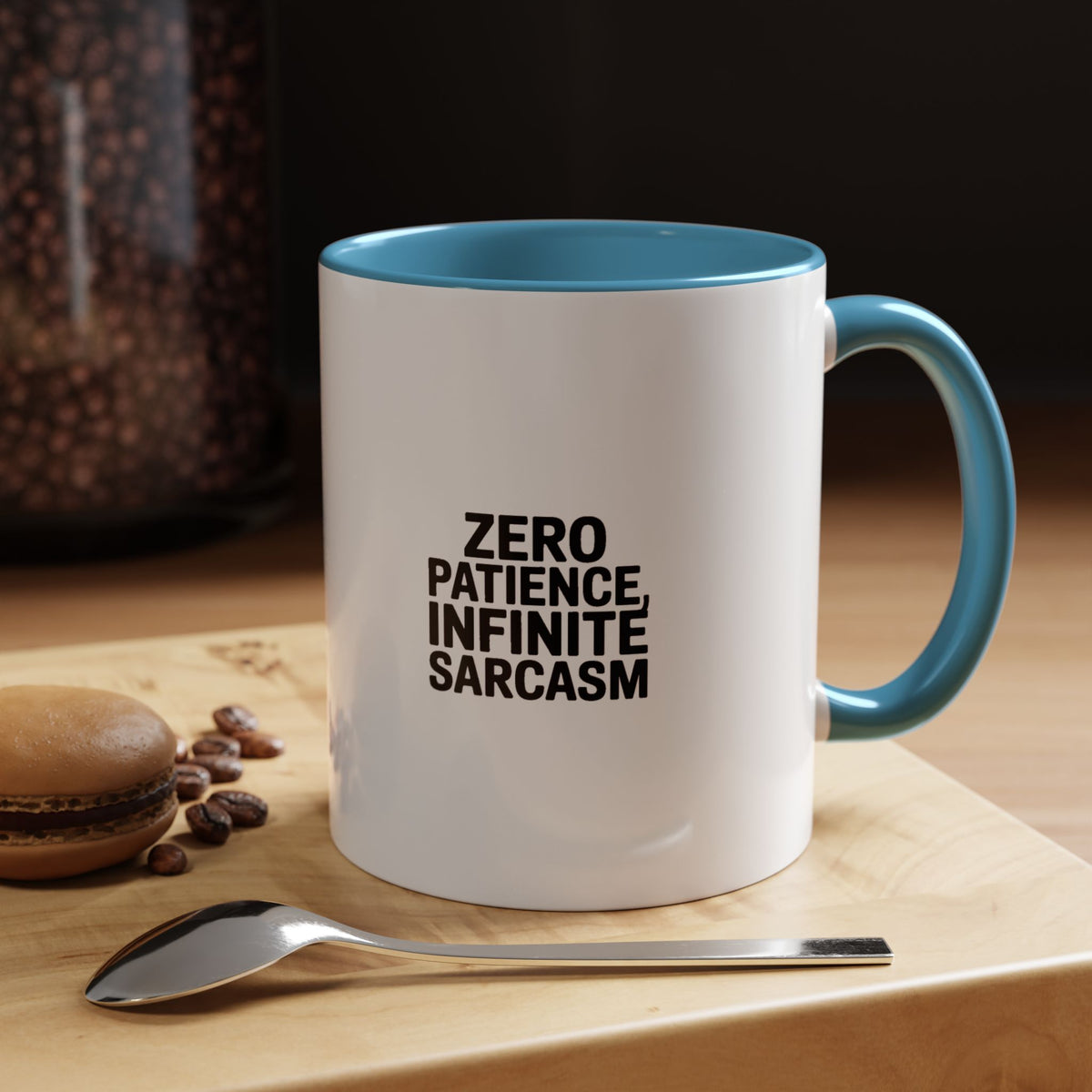 Zero Patience Infinite Sarcasm Mug, Funny Sarcastic Coffee Mug, Bold Typography Gift, Sarcasm Quote Cup for Coworker or Friend