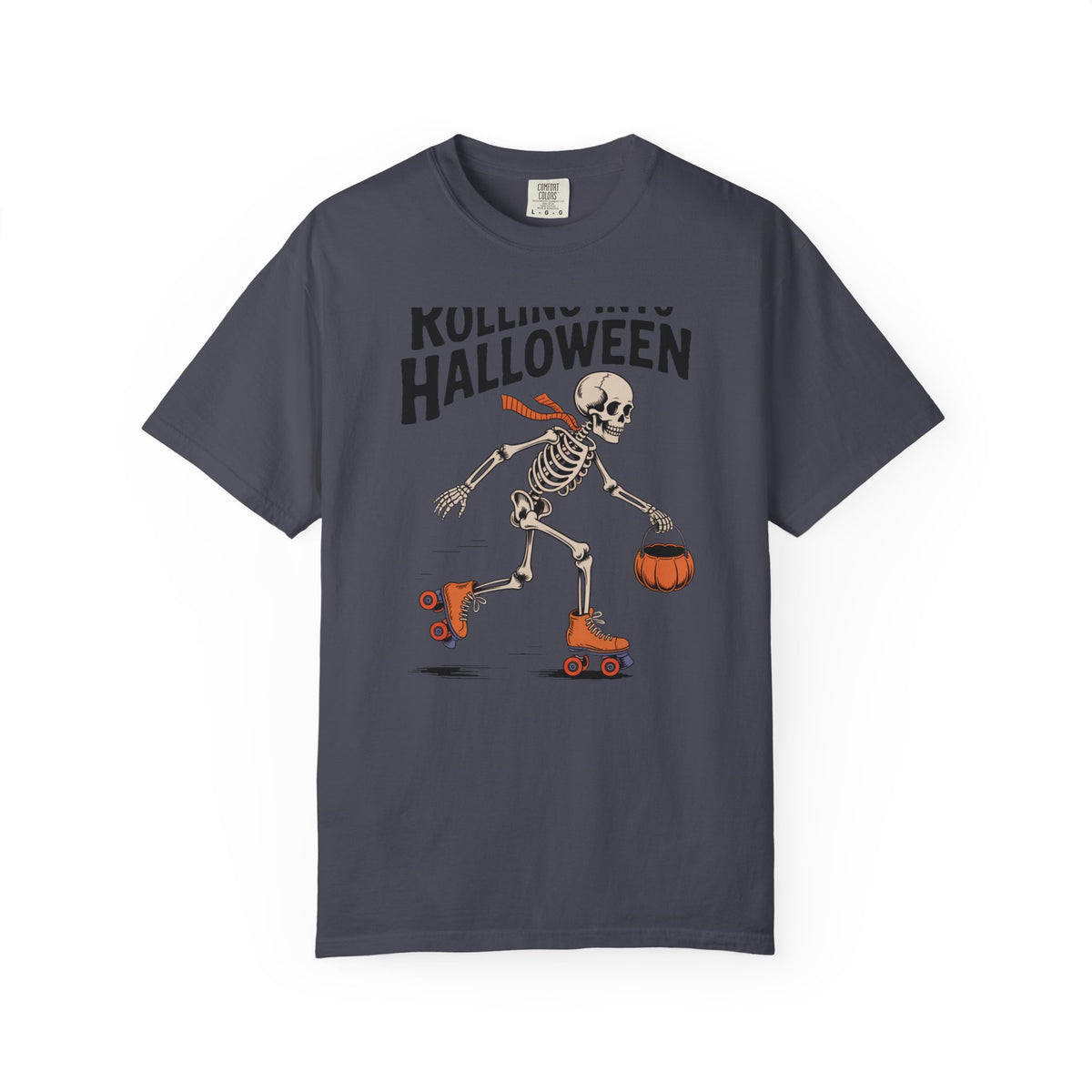 Rolling Into Halloween Skeleton Shirt, Retro Roller Skate Skeleton Tee, Funny Halloween T-Shirt, Vintage Spooky Season Gift