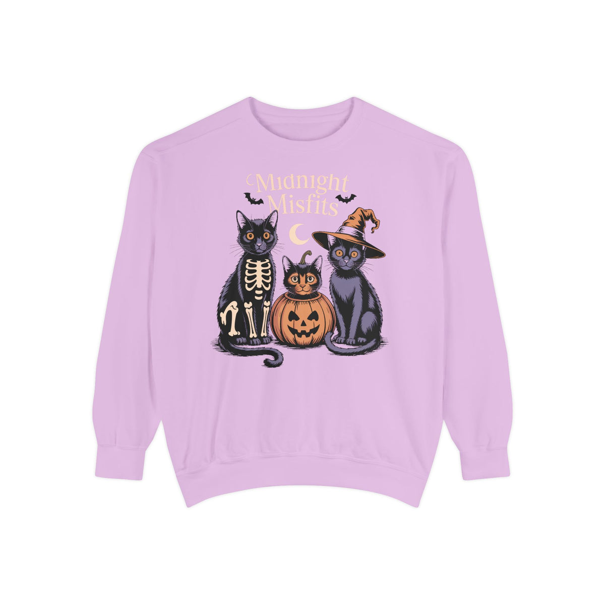 The Midnight Misfits Cats Halloween Sweatshirt, Funny Black Cat Costume Crewneck, Spooky Season Cat Lover Gift