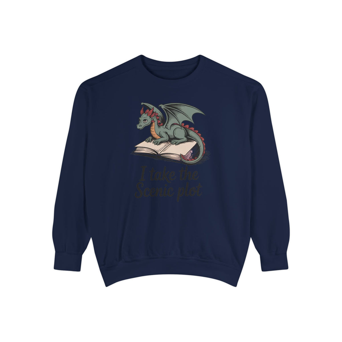 Fantasy Reader Sweatshirt, I Take The Scenic Plot, Dragon Book Lover Gift, Bookish Hobby Sweatshirt, Cute Dragon Reading Tee, Gift For Book…