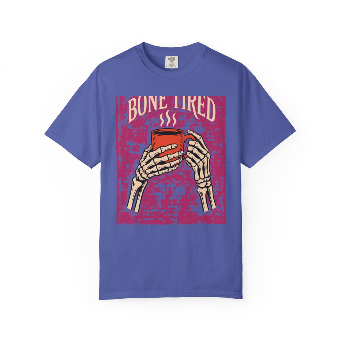 Bone Tired Halloween Shirt, Skeleton Hands Coffee T-Shirt, Vintage Halloween Coffee Lover Tee, Spooky Season Graphic Shirt