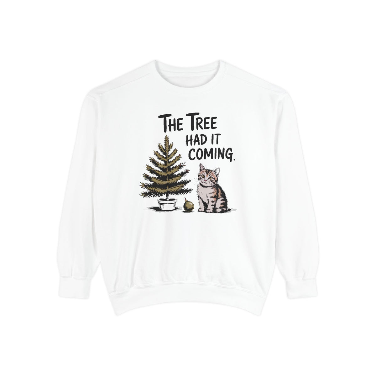 Cat Lover Sweatshirt, Funny Christmas Cat Gift, The Tree Had It Coming Crewneck, Cat Mom Christmas Sweater, Funny Holiday Gift For Cat Love…