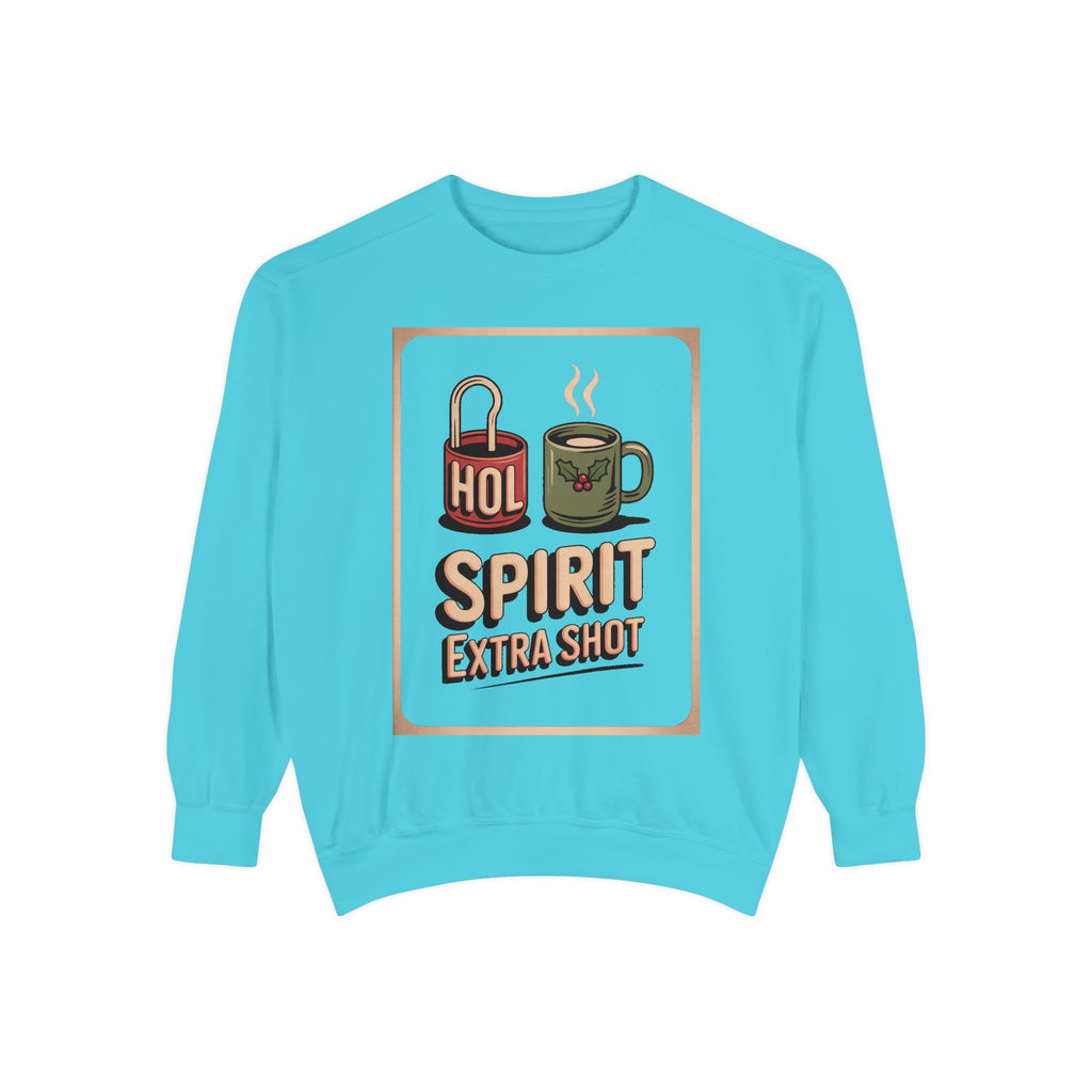 Coffee Lover Christmas Sweatshirt, Holiday Spirit Extra Shot Crewneck, Funny Christmas Coffee Gift, Retro Diner Lettering Sweatshirt, Coffe…