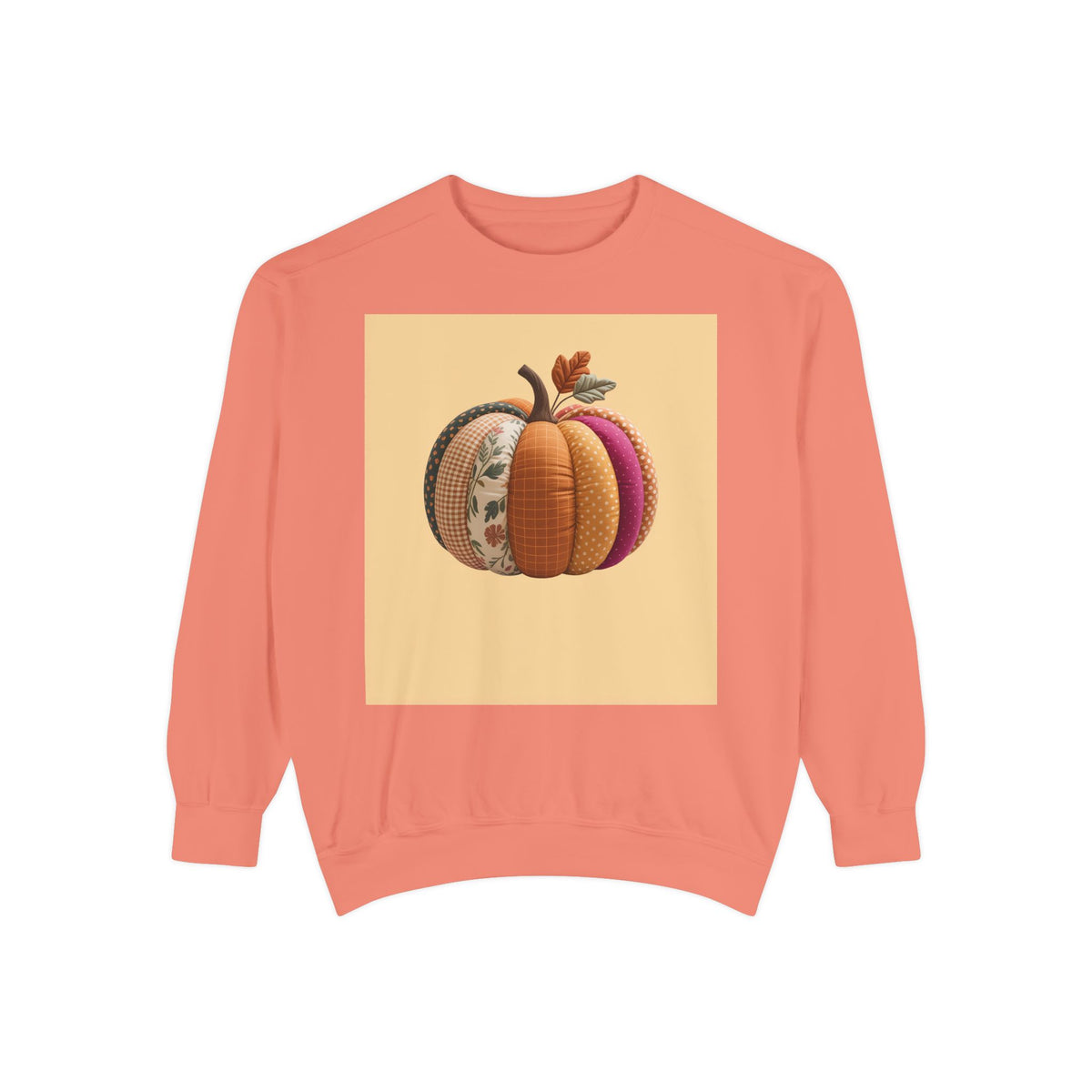 Patchwork Pumpkin Sweatshirt, Fall Quilted Pumpkin Crewneck, Halloween Shirt, Cozy Autumn Gift, Embroidered Style Pumpkin Sweater