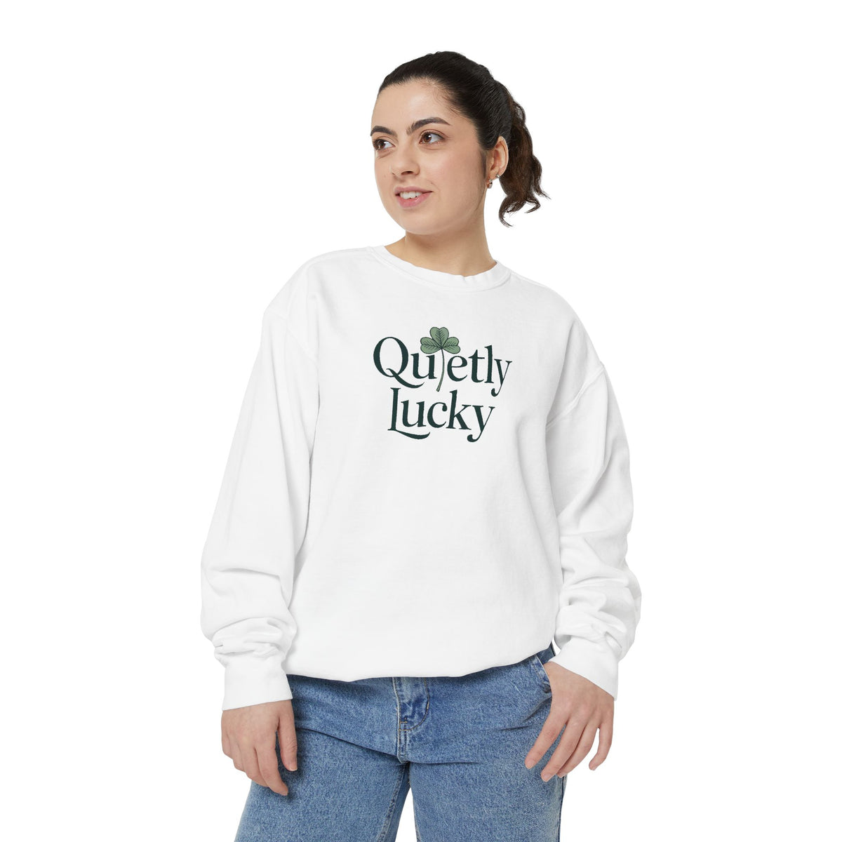 Introvert Sweatshirt, Quietly Lucky Shirt, St Patricks Day Gift For Introvert, Minimalist Shamrock Sweatshirt, Subtle St Paddys Day Tee, In…