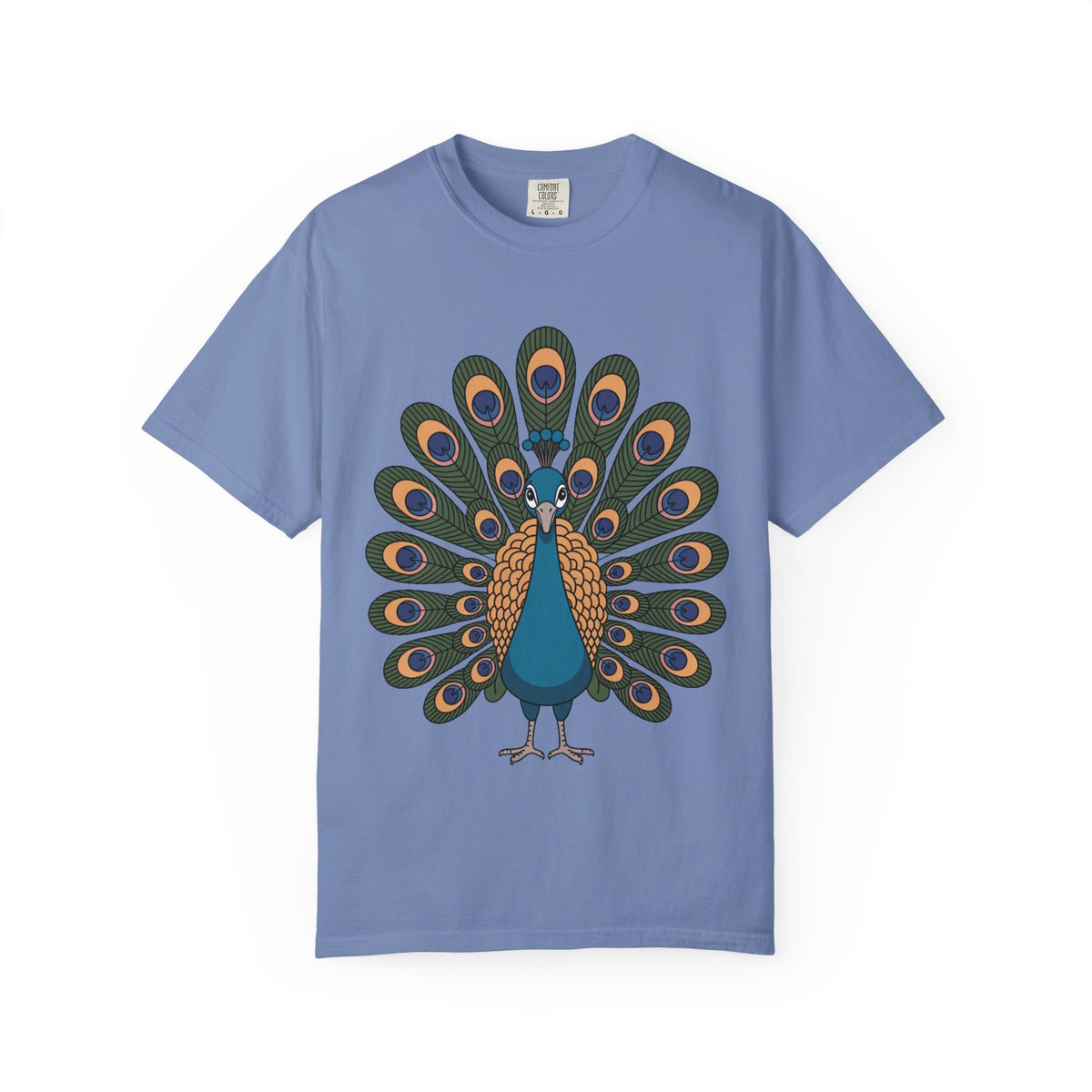 Cute Peacock T-Shirt, Fanned Feathers Bird Lover Gift Tee, Cartoon Peacock Graphic Shirt for Nature Lovers