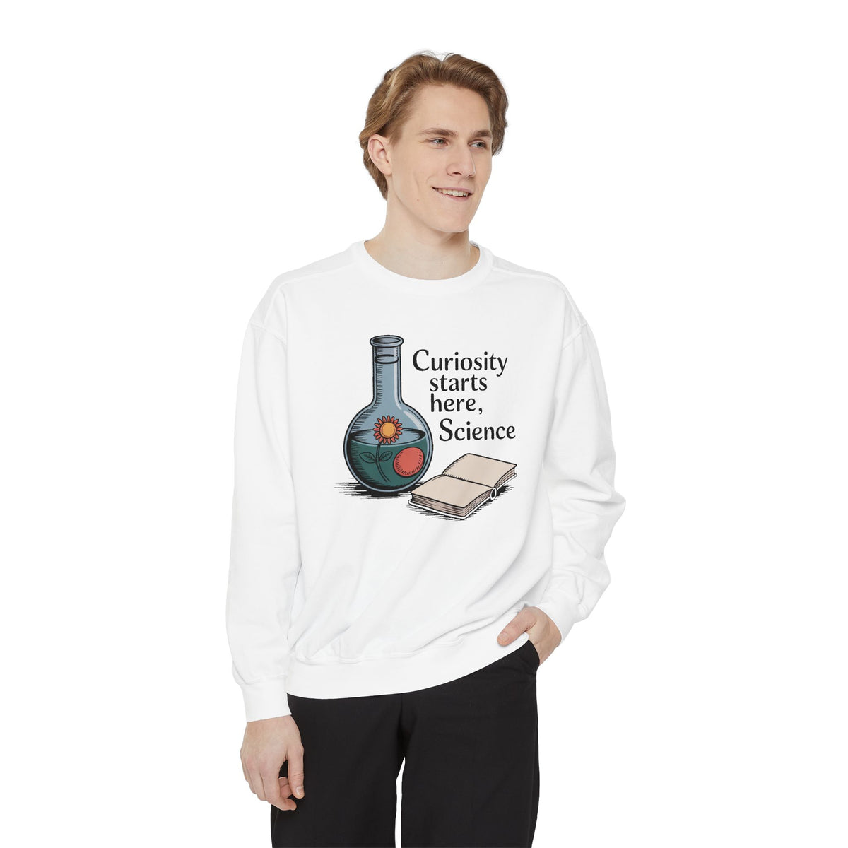 Science Teacher Sweatshirt, Back to School Gift For Science Teacher, Curiosity Starts Here Crewneck, Vintage Lab Flask Tee, Science Teacher…