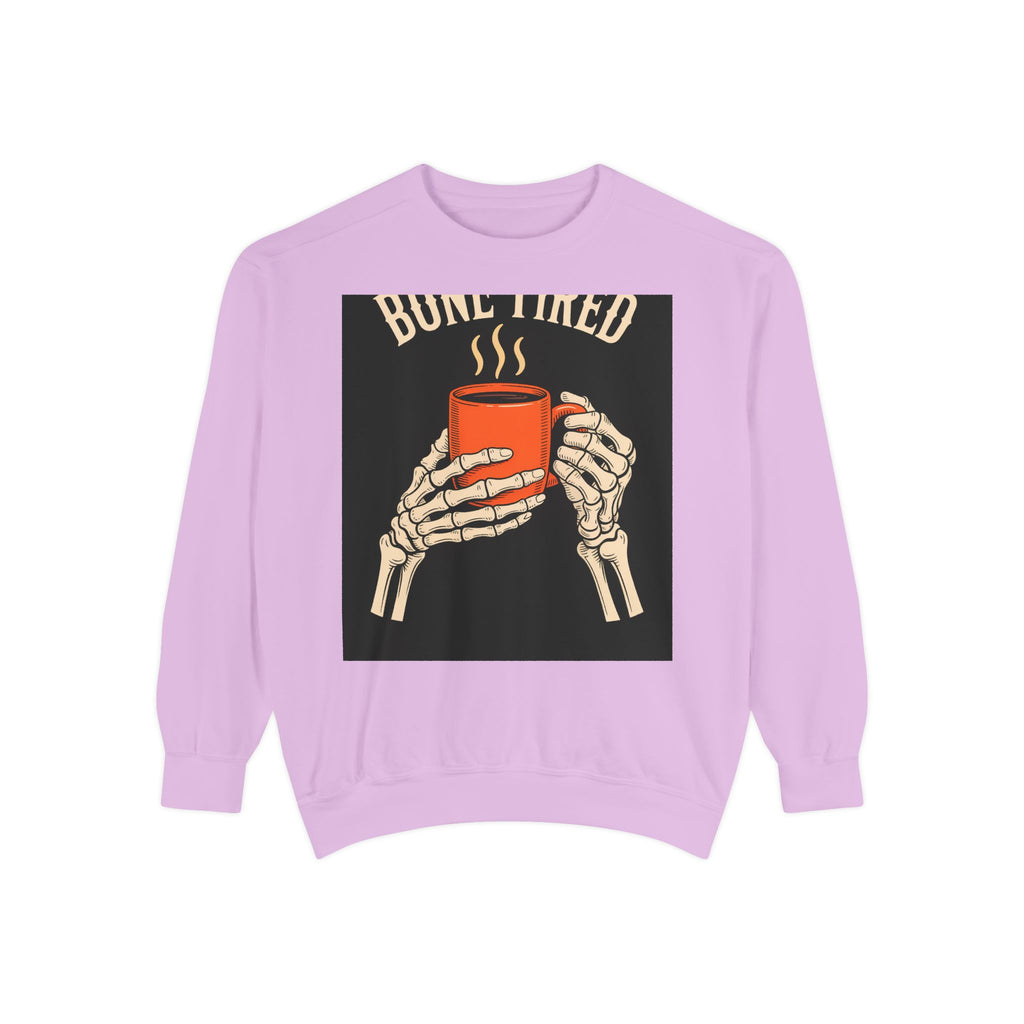 Bone Tired Coffee Skeleton Sweatshirt, Halloween Coffee Lover Crewneck, Funny Skeleton Hands Mug Shirt, Spooky Season Gift