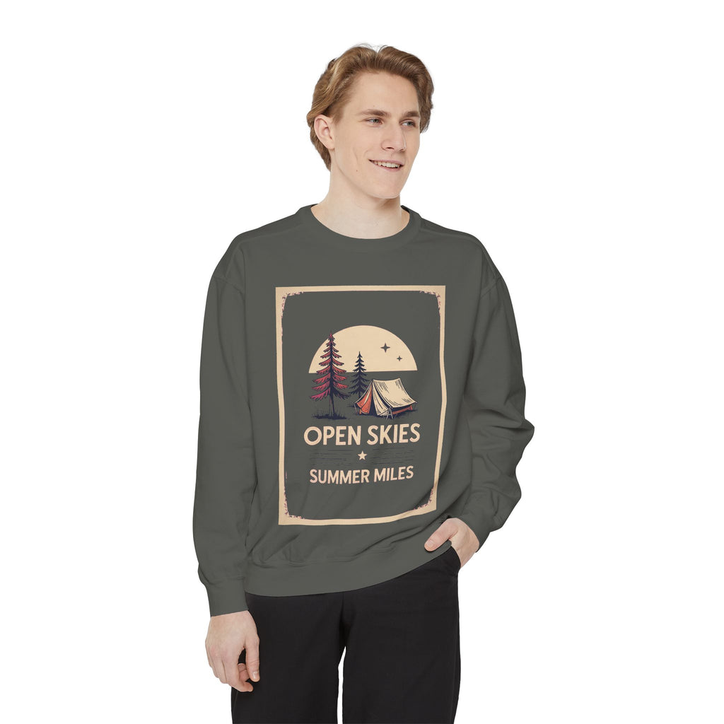 Camping Sweatshirt, Fourth of July Gift, Open Skies Summer Miles Crewneck, 4th of July Camping Tee, Patriotic Outdoor Sweatshirt, Camper Gi…