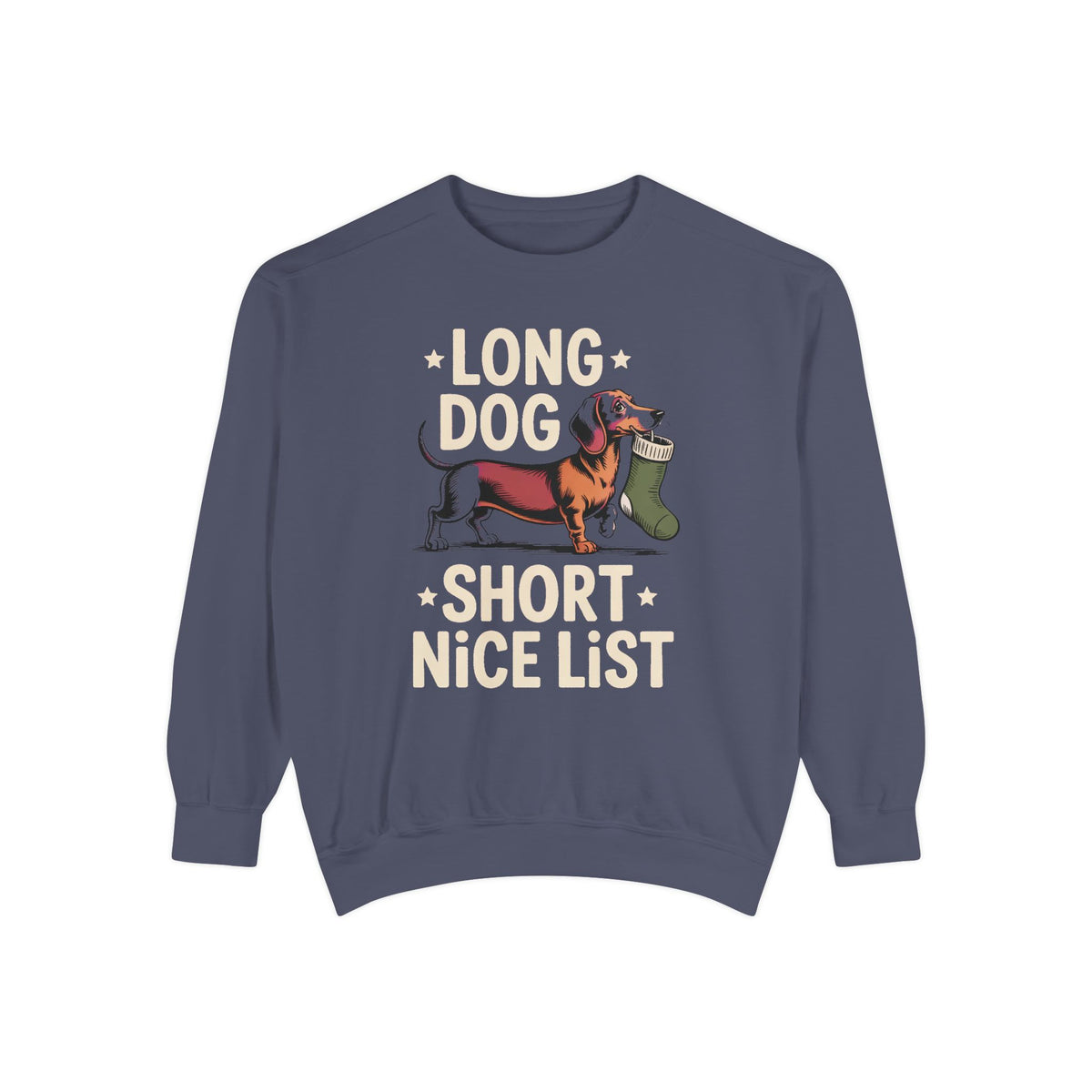 Dachshund Lover Sweatshirt, Funny Christmas Gift For Dog Mom, Long Dog Short Nice List Crewneck, Dachshund Christmas Sweatshirt, Weiner Dog…