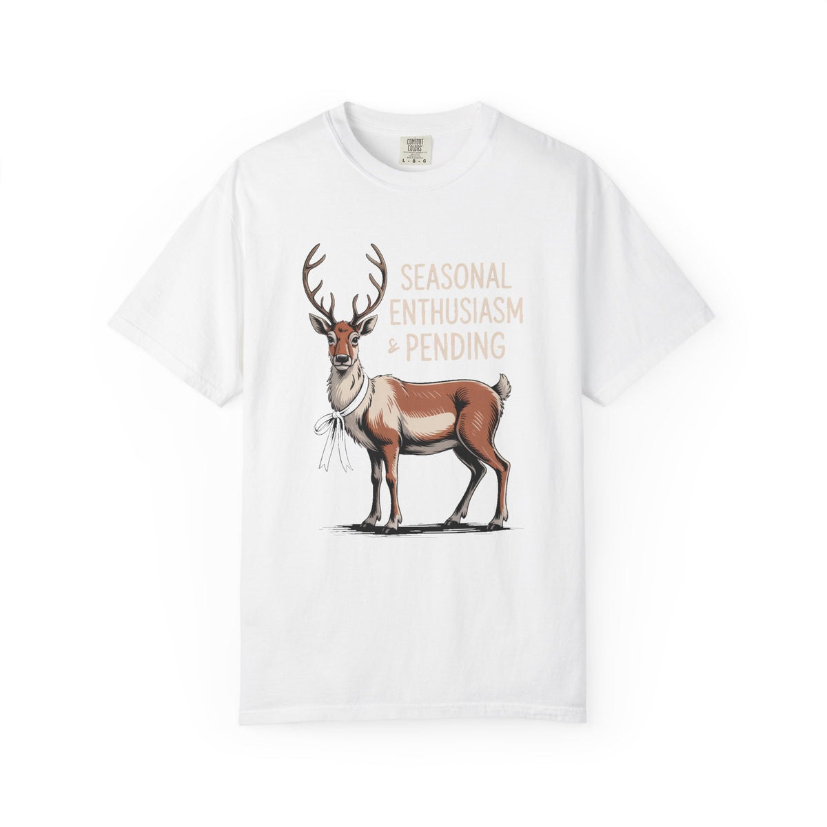 Funny Christmas Shirt for Adults, Seasonal Enthusiasm Pending Reindeer Tee, Deadpan Reindeer Christmas Gift, Sarcastic Holiday T-Shirt
