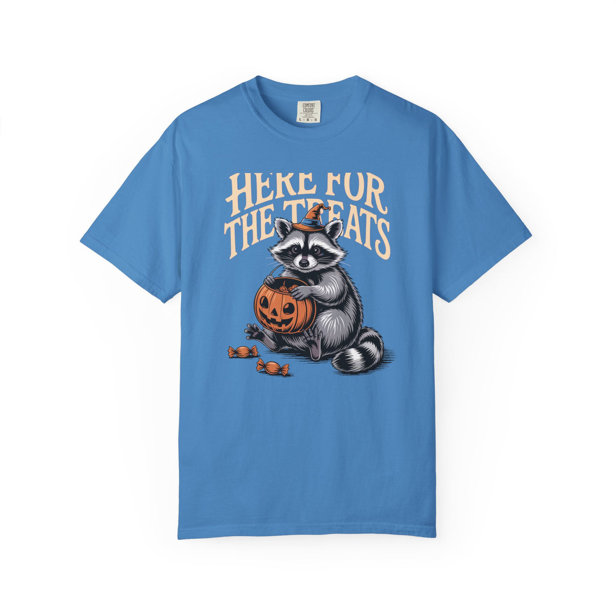 Here For The Treats Raccoon Shirt, Funny Halloween T-Shirt, Vintage Trick Or Treat Tee, Spooky Season Raccoon Gift