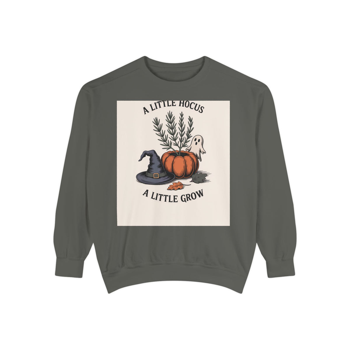 A Little Hocus A Little Grow Sweatshirt, Halloween Pumpkin Planter Crewneck, Witchy Botanical Sweatshirt, Cozy Fall Halloween Shirt