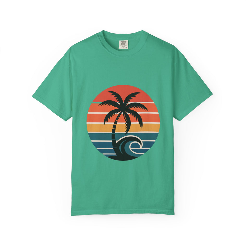 Salt Air Messy Hair Beach Shirt, Retro Sunset Badge T-Shirt, Vintage Palm Tree Wave Tee, Summer Vacation Gift