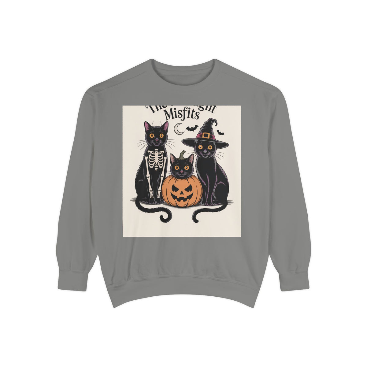 Halloween Black Cat Sweatshirt, Funny Cat Halloween Crewneck, Spooky Season Tee, The Midnight Misfits Cats Costume Shirt Gift