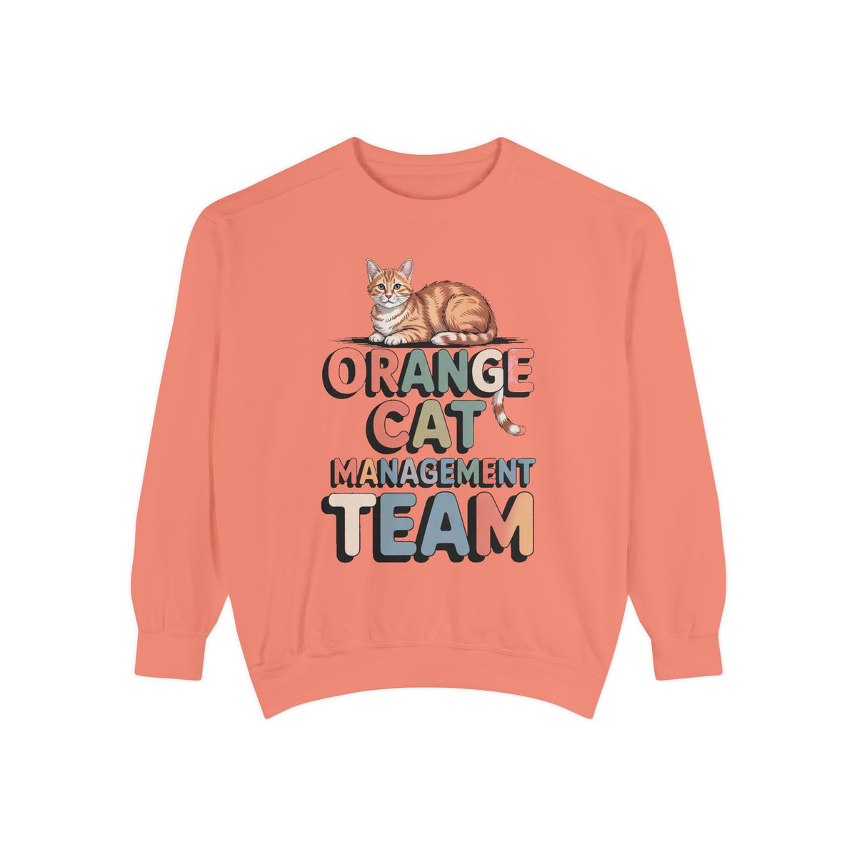 Orange Cat Mom Sweatshirt, Orange Cat Management Team Crewneck, Funny Family Roles Gift, Retro Cat Lover Sweater, Cat Mom Gift, Embroidered…
