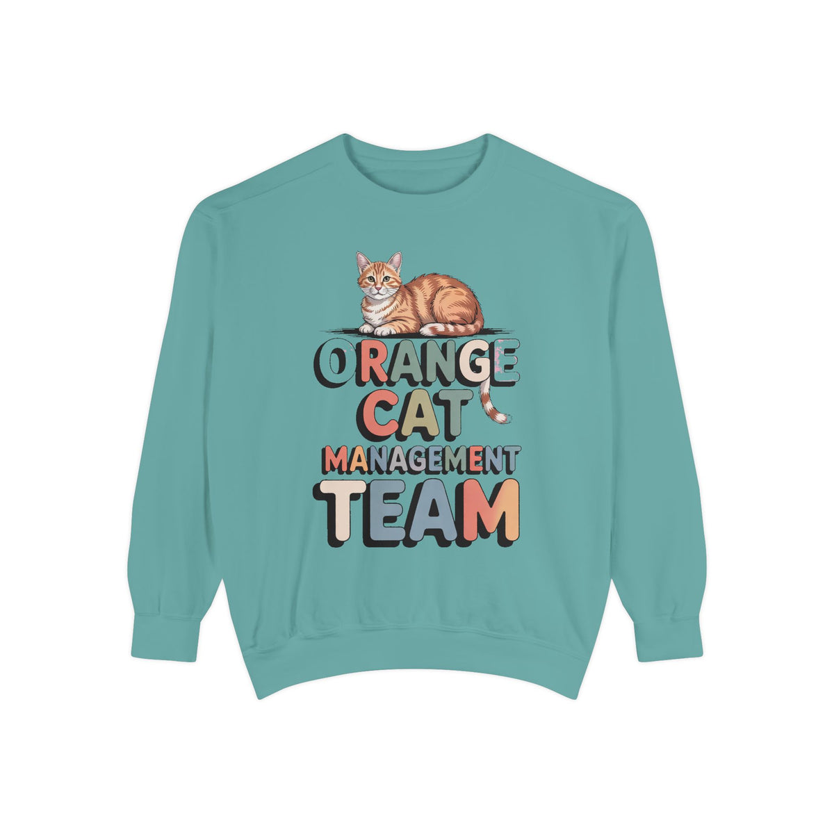 Orange Cat Mom Sweatshirt, Orange Cat Management Team Crewneck, Funny Family Roles Gift, Retro Cat Lover Sweater, Cat Mom Gift, Embroidered…