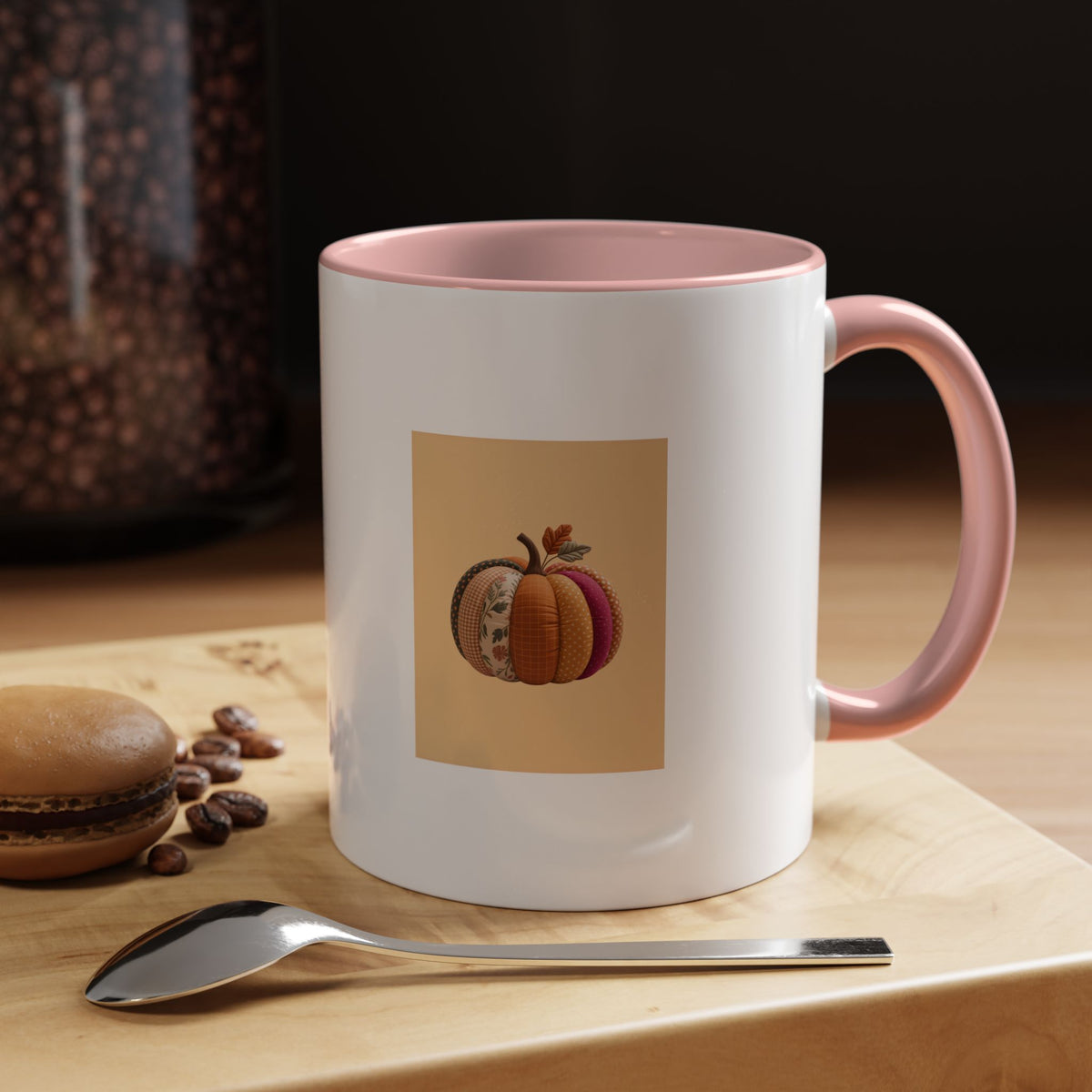 Patchwork Pumpkin Mug, Fall Halloween Coffee Cup, Quilted Pumpkin Ceramic Mug, Cottagecore Autumn Gift, Cozy Halloween Season Mug