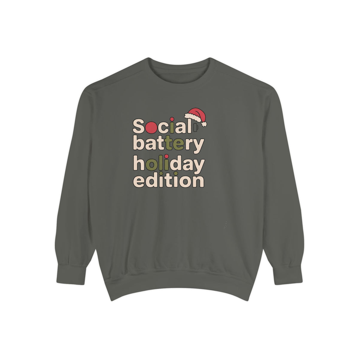 Social Battery Low Sweatshirt, Funny Christmas Gift For Introverts, Socially Tired Holiday Edition Crewneck, Anti Social Xmas Sweater
