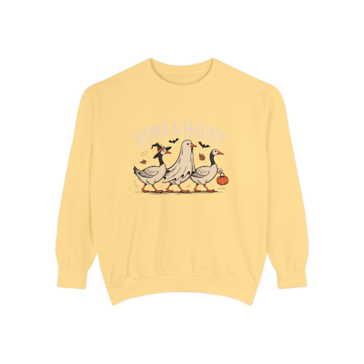 Honk & Haunt Geese Sweatshirt, Funny Halloween Goose Crewneck, Vintage Halloween Bird Sweatshirt, Spooky Season Gift