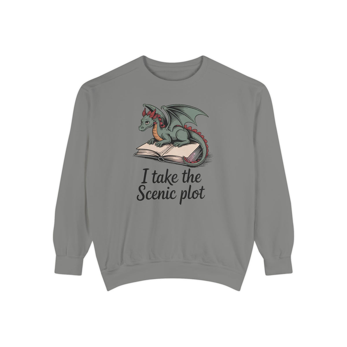 Fantasy Reader Sweatshirt, I Take The Scenic Plot, Dragon Book Lover Gift, Bookish Hobby Sweatshirt, Cute Dragon Reading Tee, Gift For Book…