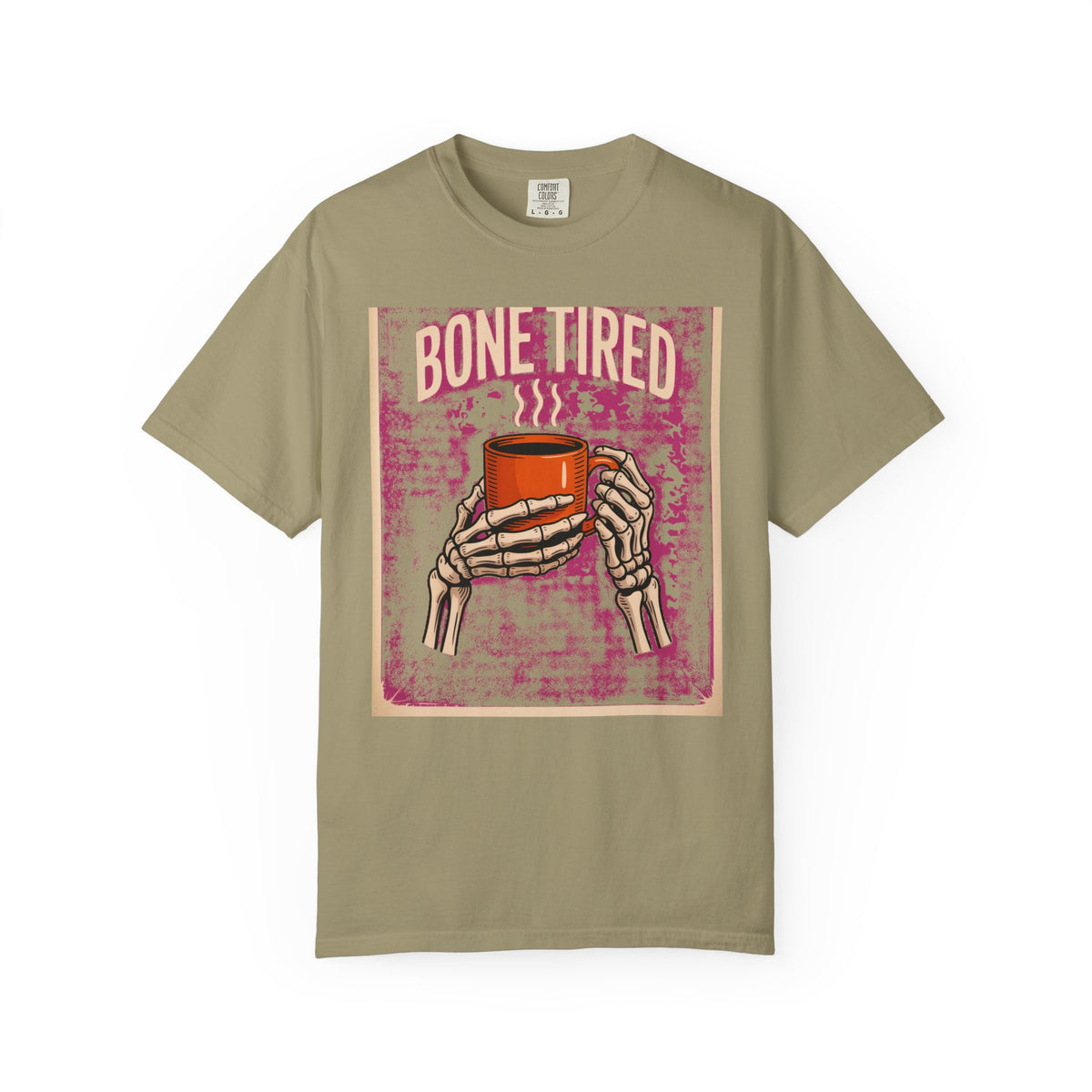 Bone Tired Coffee Shirt, Skeleton Hands Coffee Mug Tee, Halloween Shirt, Vintage Spooky Season T-Shirt, Funny Coffee Lover Gift