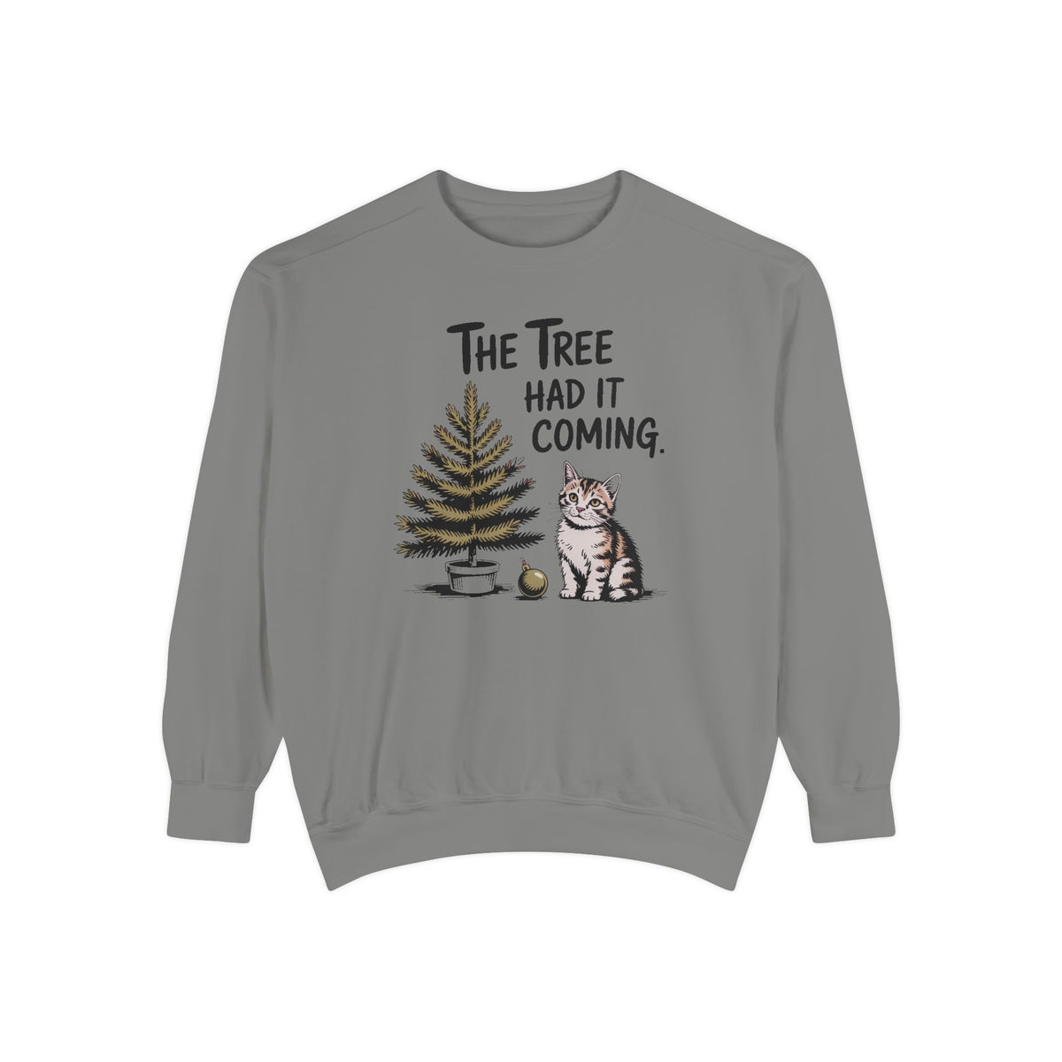 Cat Lover Sweatshirt, Funny Christmas Cat Gift, The Tree Had It Coming Crewneck, Cat Mom Christmas Sweater, Funny Holiday Gift For Cat Love…
