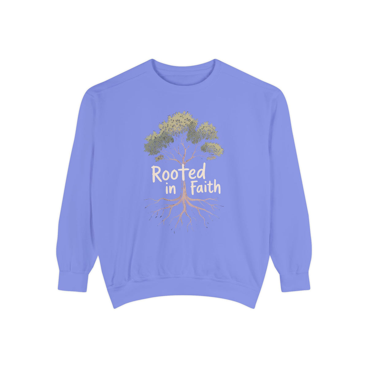 Rooted In Faith Sweatshirt, Christian Minimalist Crewneck, Faith Based Gift, Botanical Cross Tree Sweatshirt, Religious Positive Message Tee
