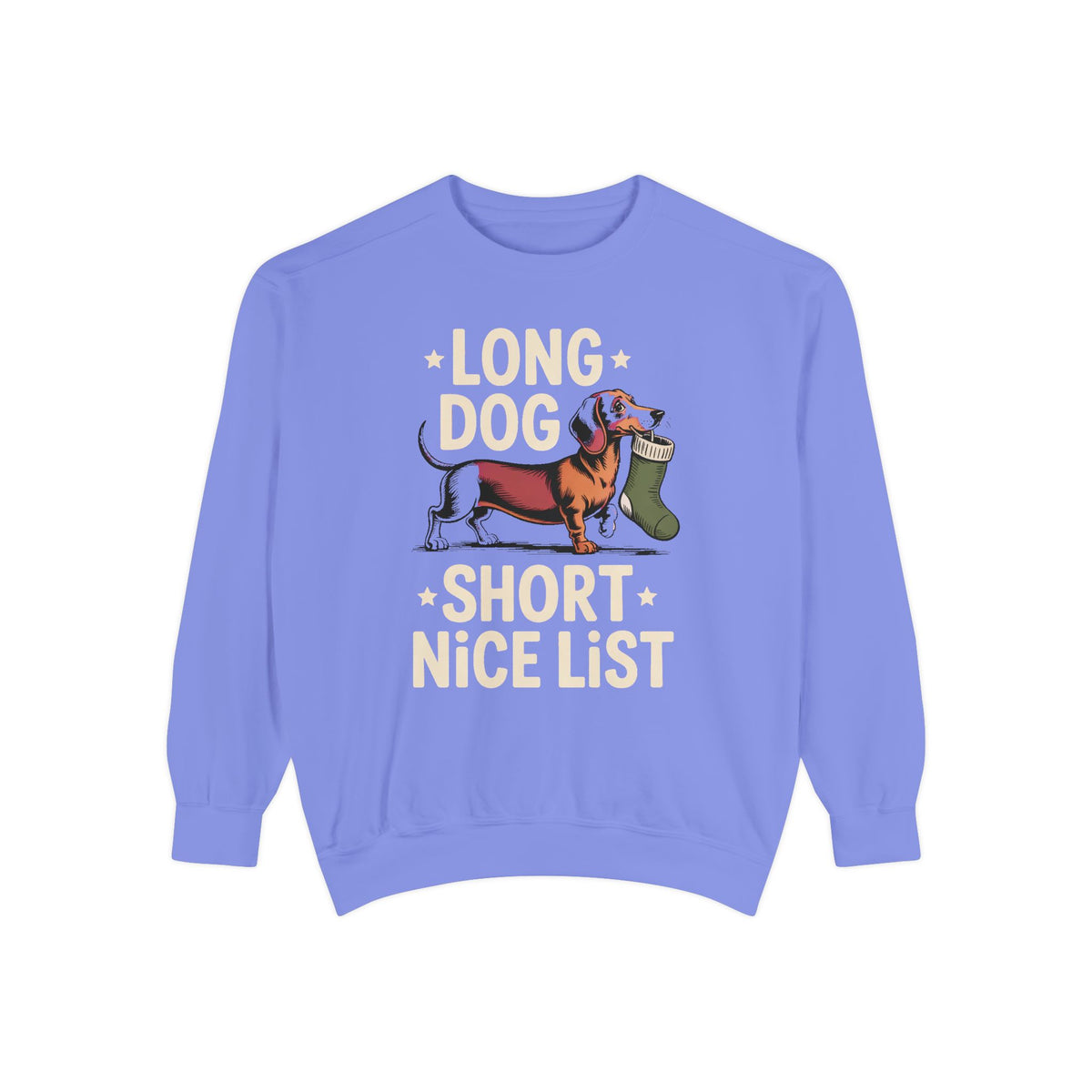 Dachshund Lover Sweatshirt, Funny Christmas Gift For Dog Mom, Long Dog Short Nice List Crewneck, Dachshund Christmas Sweatshirt, Weiner Dog…