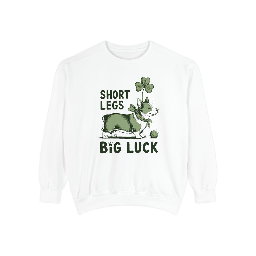 Corgi Owner Sweatshirt, St Patrick's Day Gift For Corgi Mom, Short Legs Big Luck Crewneck, Funny Corgi Lover Tee, Lucky Dog Owner Sweatshirt