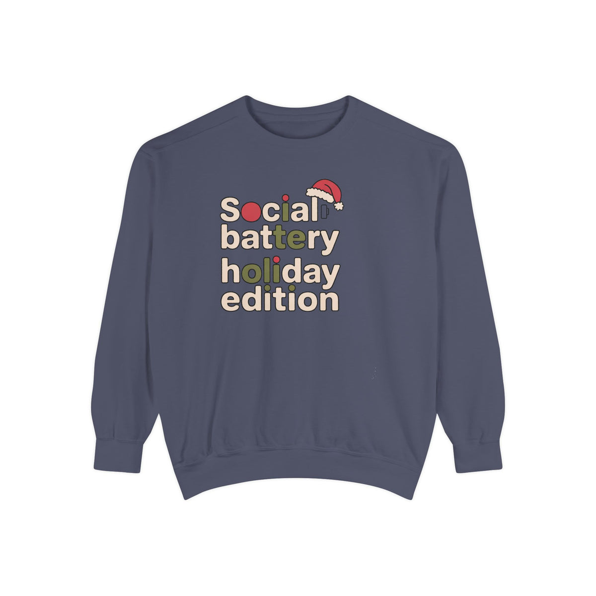 Social Battery Low Sweatshirt, Funny Christmas Gift For Introverts, Socially Tired Holiday Edition Crewneck, Anti Social Xmas Sweater