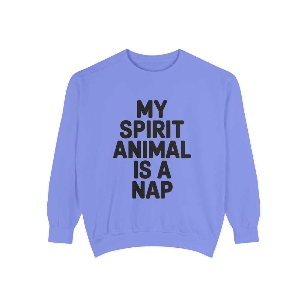 My Spirit Animal Is A Nap Sweatshirt, Funny Nap Lover Crewneck, Lazy Day Embroidered Sweatshirt Gift