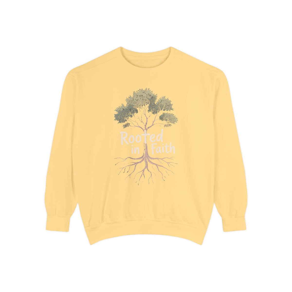 Rooted In Faith Sweatshirt, Christian Minimalist Crewneck, Faith Based Gift, Botanical Cross Tree Sweatshirt, Religious Positive Message Tee