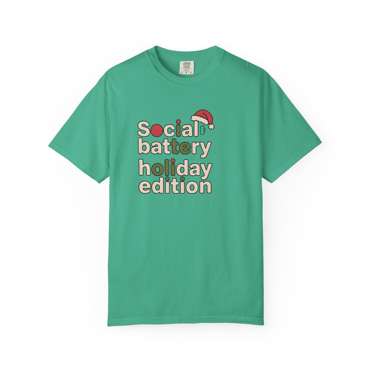 Social Battery Holiday Edition Shirt, Funny Christmas Tee For Socially Tired, Introvert Christmas Gift, Low Battery Holiday Shirt, Funny Xm…