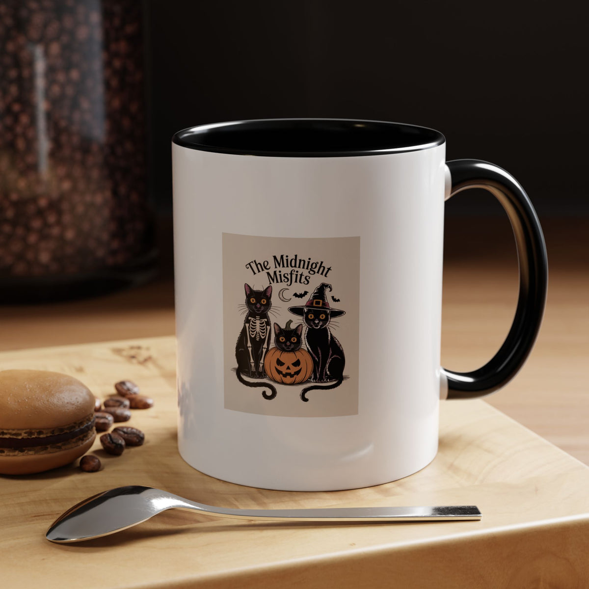 Funny Black Cats Halloween Mug, Vintage Cat Costume Coffee Mug, Spooky Season Cat Lover Gift, Halloween Ceramic Accent Cup