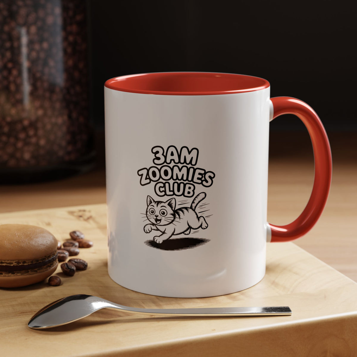 3AM Zoomies Club Mug, Funny Crazy Cat Coffee Mug, Cute Cartoon Cat Lover Gift, Zoomies Cat Owner Present, Ceramic Accent Mug